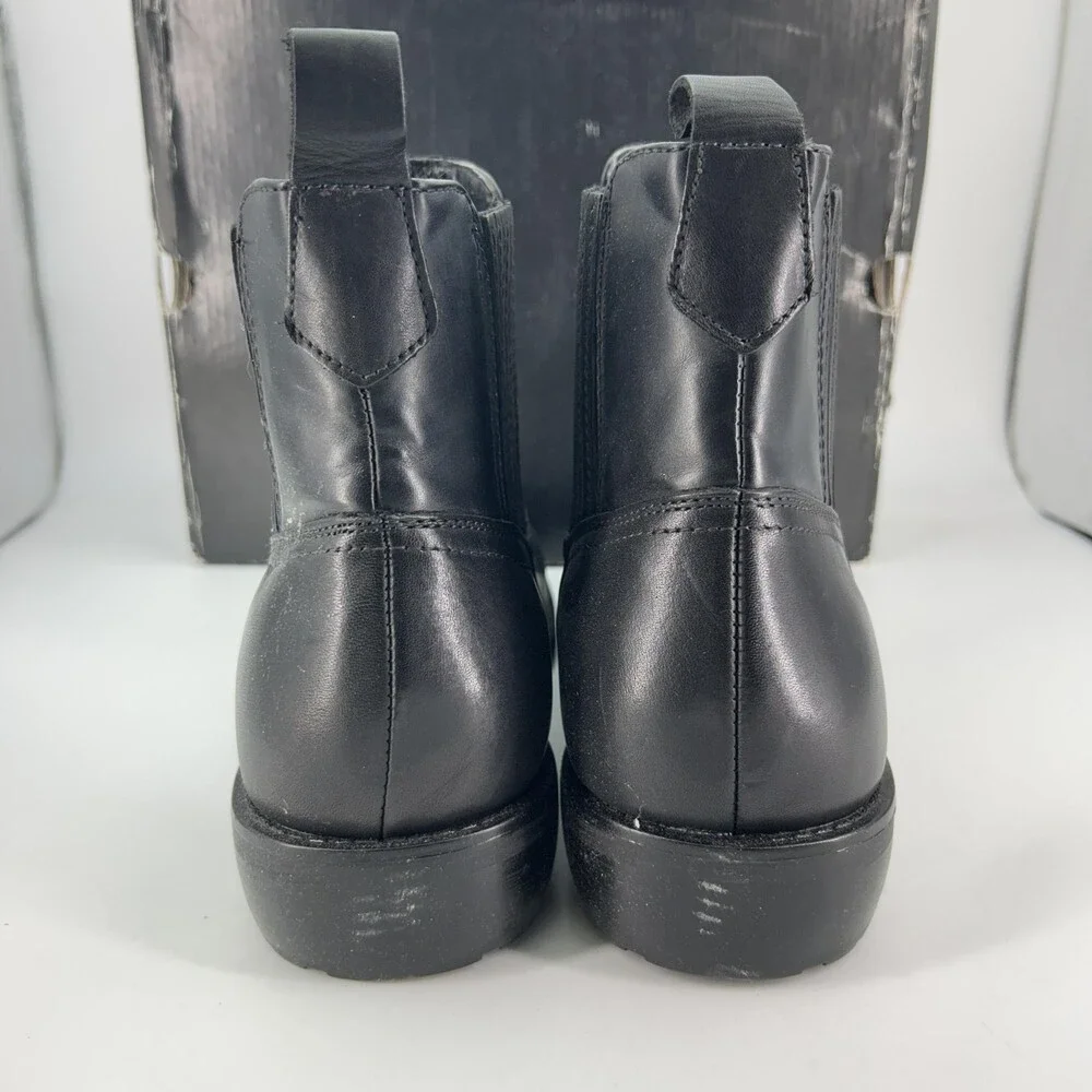JF Ferrar Austin Chelsea Boots Mens Size 13 Black Leather Pull On Ankle Moto